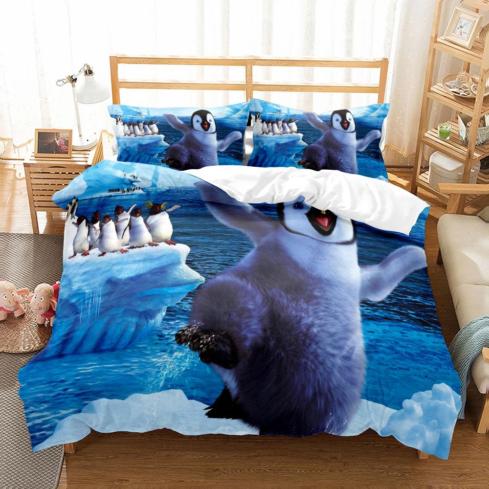 Comfortable Anime Print Bedding Set With Duvet Cover And Pillowcases King Queen Twin Sizes For All Ages