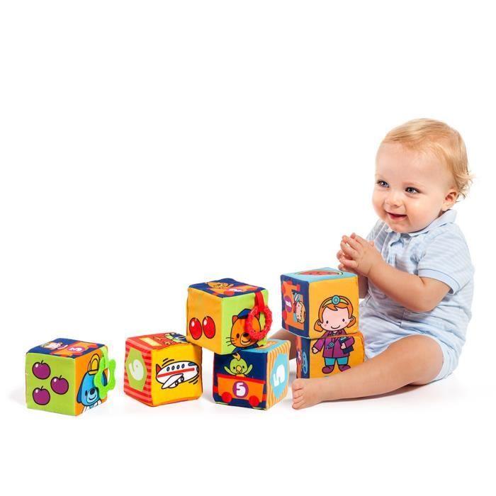 Blocs mous en tissu d'apprentissage - MOLTO - Cubes &amp; Fun - Bleu - Multicolor - Mixte