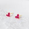 925 Sterling Silver Shiny Ruby Zircon Small Stud Earring for Girls Versatile Daily Wear Anti-allergy Earring Piercing Jewelry