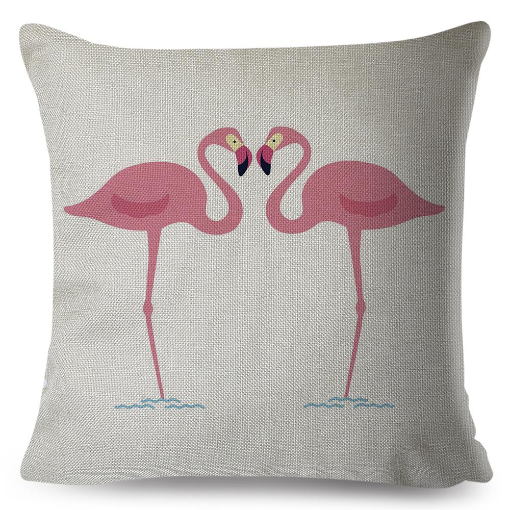 Tropical Flamingo Cushion Cover Hand Drawn Pineapple Butterfly Ice Cream Design Soft Square Pillow Home Decor xcm