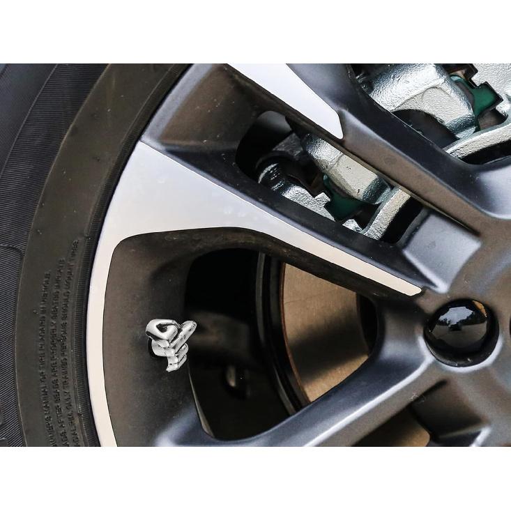 Abfer Valve Stem Caps Car Tire Tyre Air Covers Decorative Fit for Most Vehicle Motorcycles Bikes,Silver