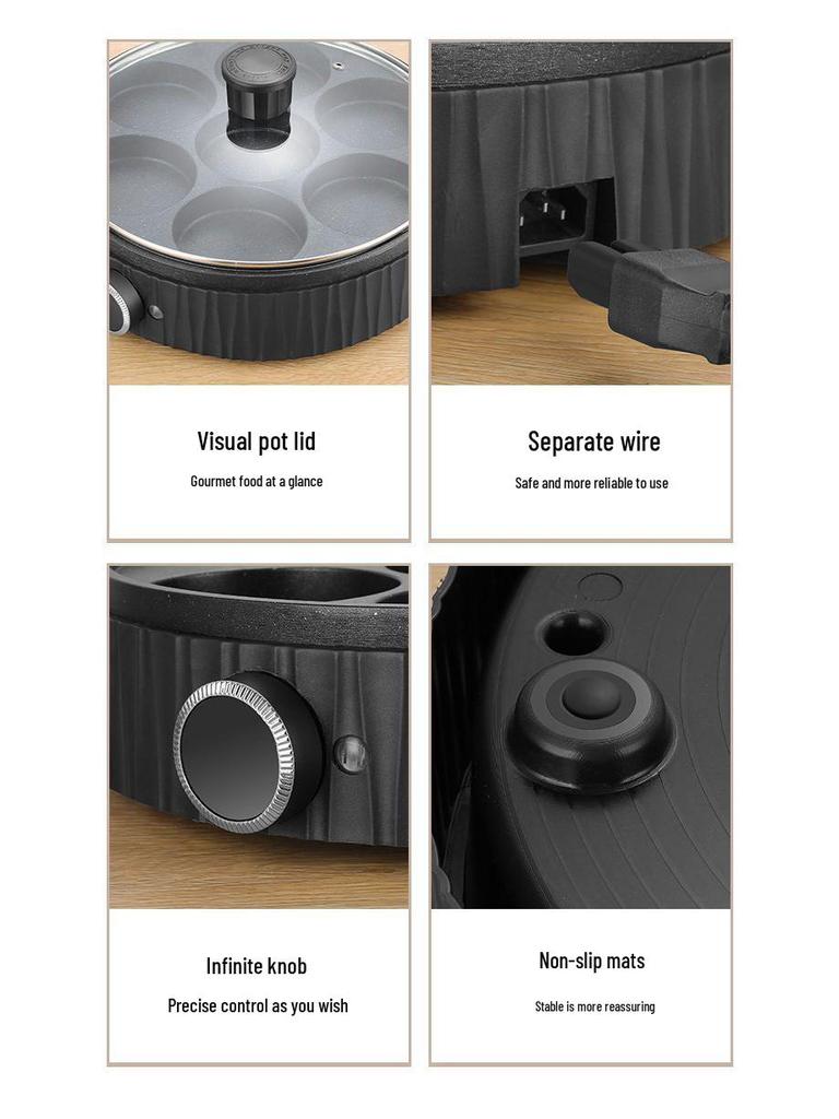 Non-stick 7-Hole Egg Frying Pan for Breakfast and Hamburgers