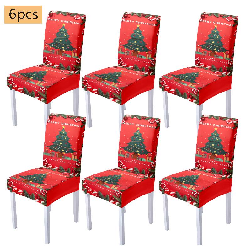 1/4/6pcs Christmas Chair Cover Stretch Spandex Fabric Washable Suitable for Hotel Restaurant Banquet Home Chair Cover