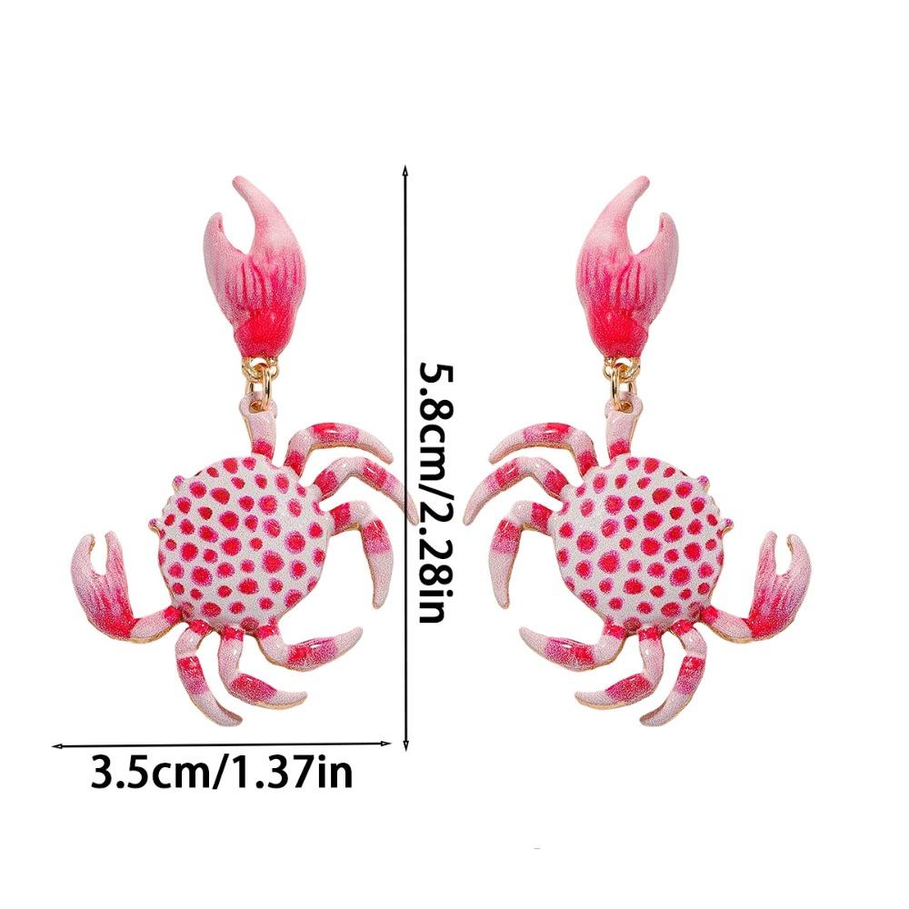 Creative Pink Crab Ear Stud Vintage Crab Claw Stud Earrings Trendy Crab Earrings  Girls