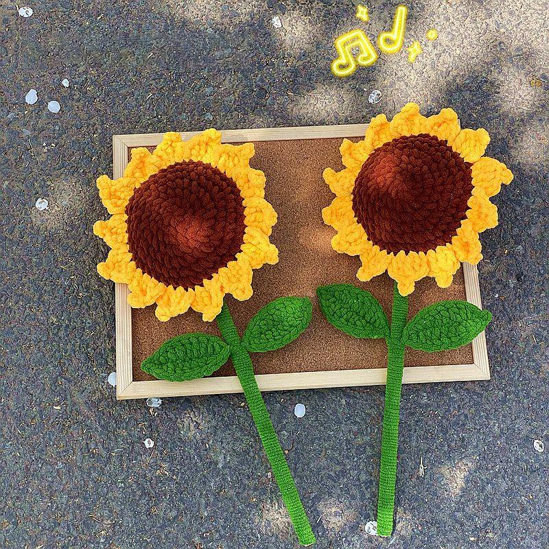 Creative Hand Crocheted Flowers Sunflowers Knitted Flower Artificial Woven Roses Valentine'S Day Wedding Gifts Home Decoration