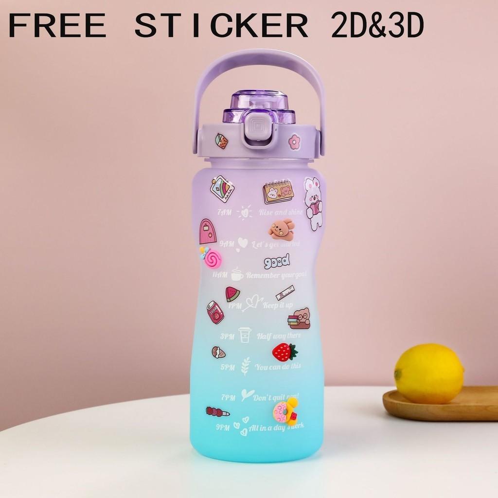 

Large Capacity Straw Plastic Cup Portable Outdoor Sports Kettle Bottle Water фиолетовый