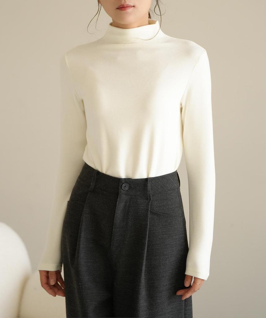 Women's Warm Long Sleeve Semi-High Collar Shirt - Autumn/Winter Style, Class A, 300g