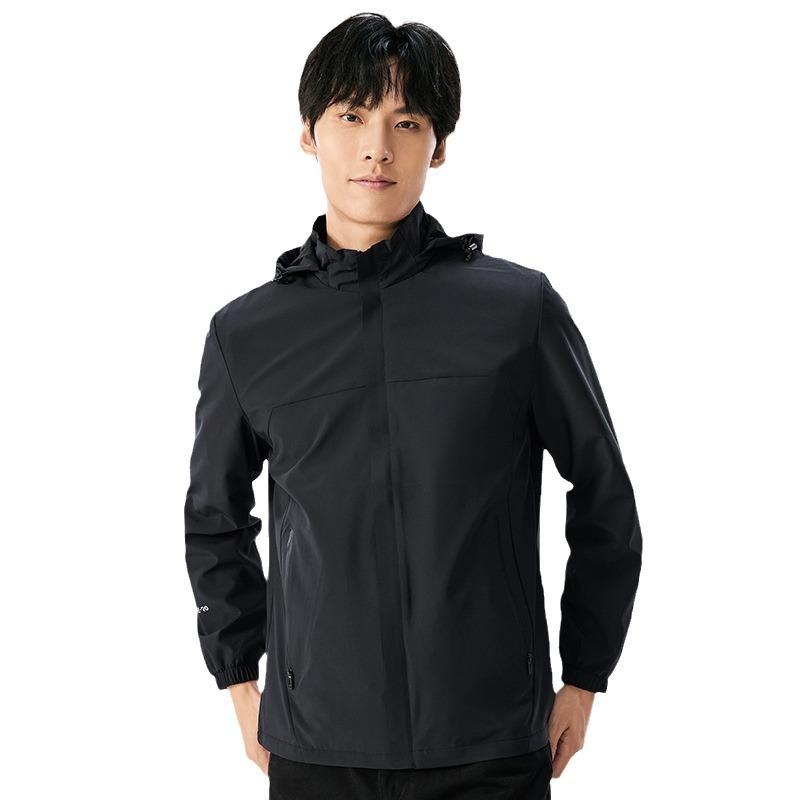 24 Spring and Autumn Thin Elastic Windbreaker Men's and Women's Outdoor Windproof and Water-proof Lined Breathable Mesh Hooded Top Jacket