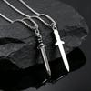 Punk Men's Sword Necklace,Vintage Silver Color Stainless Steel Sword Pendant Necklace,Hip Hop Gothic Knight's Sword Jewelry
