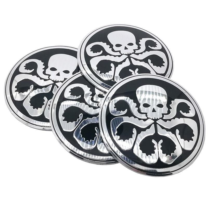 

4 шт./лот 56 мм Гидра Череп алюминиевая наклейка рулевое колесо автомобиля центральная наклейка автомобиля Ступица Кепка эмблема значок наклейки красный/серебристый серебряный