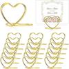 30Pcs Double Heart Shape Metal Memo Holder Triangle Table Placecard Holder Photo Clip Card Stand Wedding Banquet Heart Message Holder
