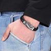 Classic Black Leather Scorpion Bracelet with Stainless Steel Magnetic Buckle
