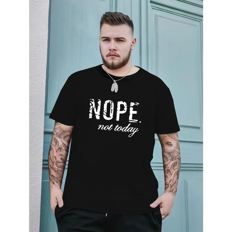

European sizes Plus Size Trendy NOPE Pattern Print, Men s Graphic Design Crew Neck T-shirt, Casual Comfy Tees Tshirts For Summer, Men s Clothing 2XL чёрный