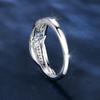 Wish European and American Sea Blue Diamond Edge Inlaid White Diamond Leaf Ring Simple Personality Light Luxury Ring Goods