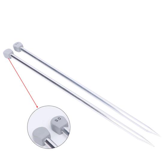 2 Pcs Aluminum Single Point Knitting Needles Pins Straight DIY Weaving Tool