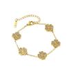 Diamond-Studded Four-Leaf Clover Gold Bracelet for Women, Fashion Titanium Steel Jewelry