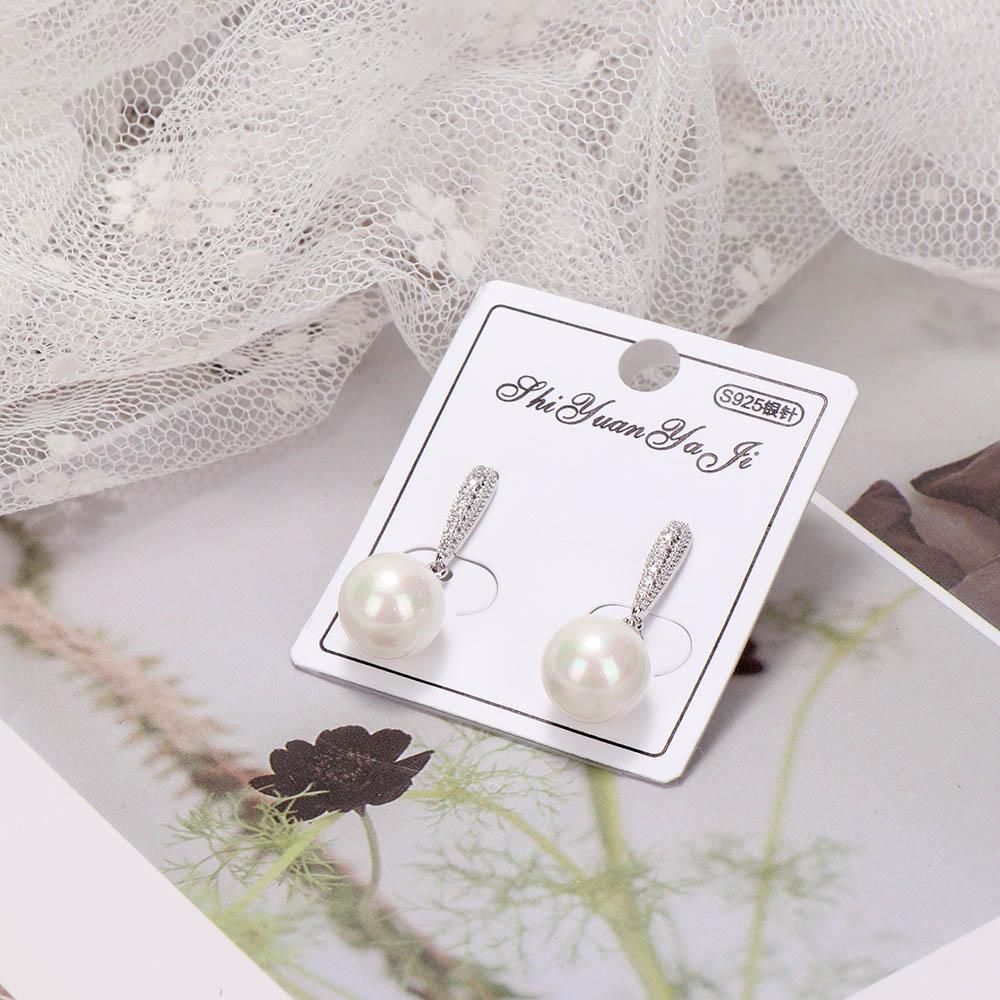 Sweet Women S925 Silver Shell Pearl Elegant Ear Studs Jewelry Drop Earrings Fashion