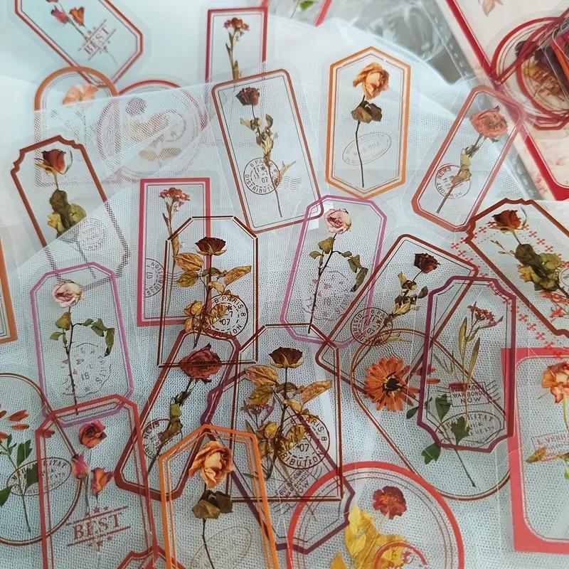 30 Pieces of Vintage Flowers Plants Leaves Handmade Account DIY Decoration Stickers Magazine Decoration Supplies DIY Decoration Label Stickers