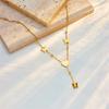 Elegant Gold Plated heart Butterfly Necklace Rectangular Accent Pendants