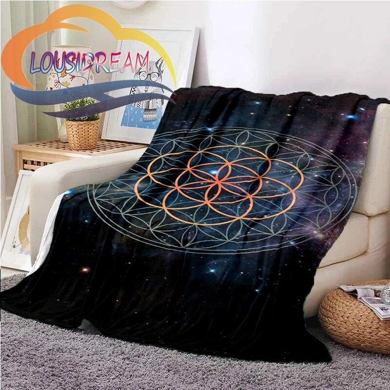 Flower of Life and Dature Stramonium Datura Flannel Warm Soft Fashion Blanket Plush Sofa Bed Throw for Picnic