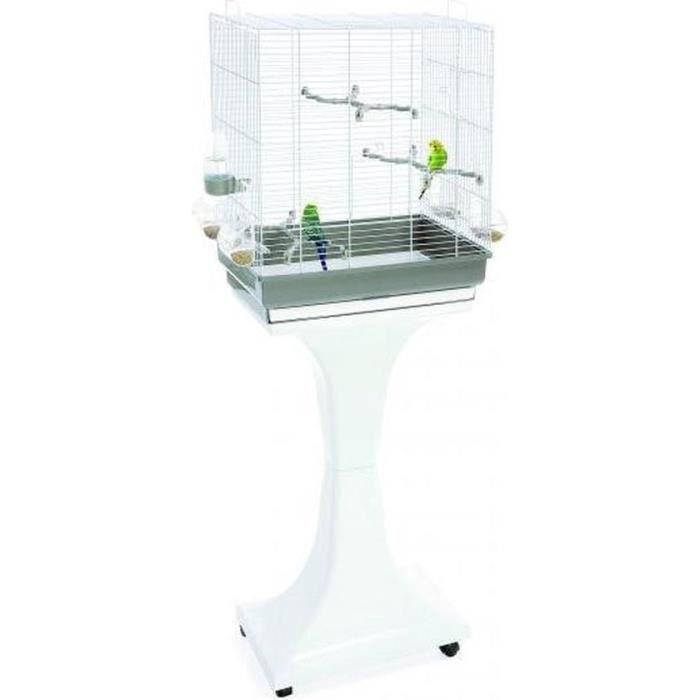 Cage à oiseaux - Imac - Camilla - 50 x 30 cm - Acier taupe/blanc - Intérieur