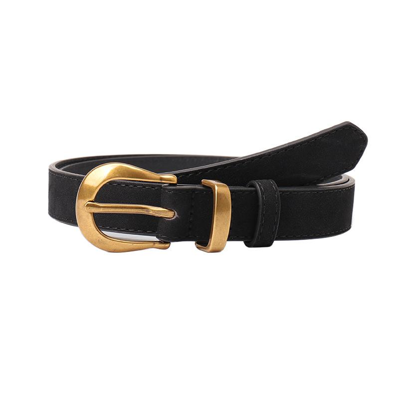 New Retro Versatile Women's Belt, Fashionable Simple Reverse Velvet Imitation Leather Belt for Women with High-end Decorative Belt