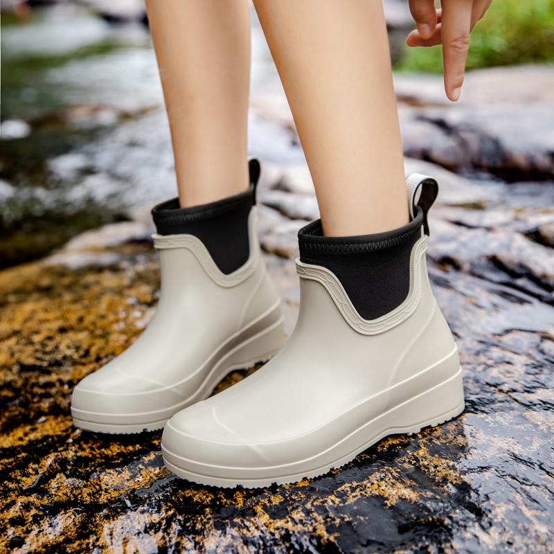 Women's Adult Water Boots: Stylish Rain Shoes For Outdoor Wear, Rubber Shoes, Waterproof Galoshes, Short-cylinder Rain Boots