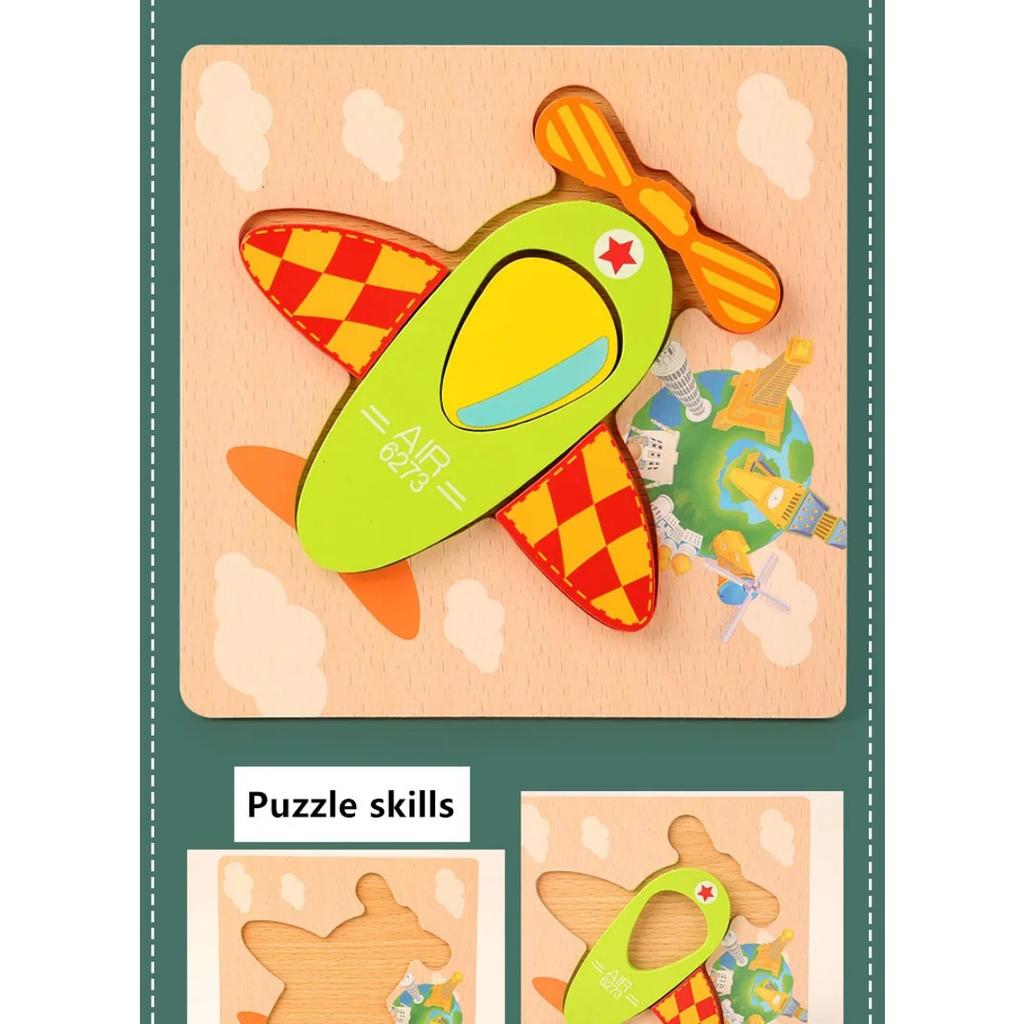 High Quality 3D Wooden Puzzles Educational Cartoon Animals Early Learning Cognition Intelligence Puzzle Game For Children Toys