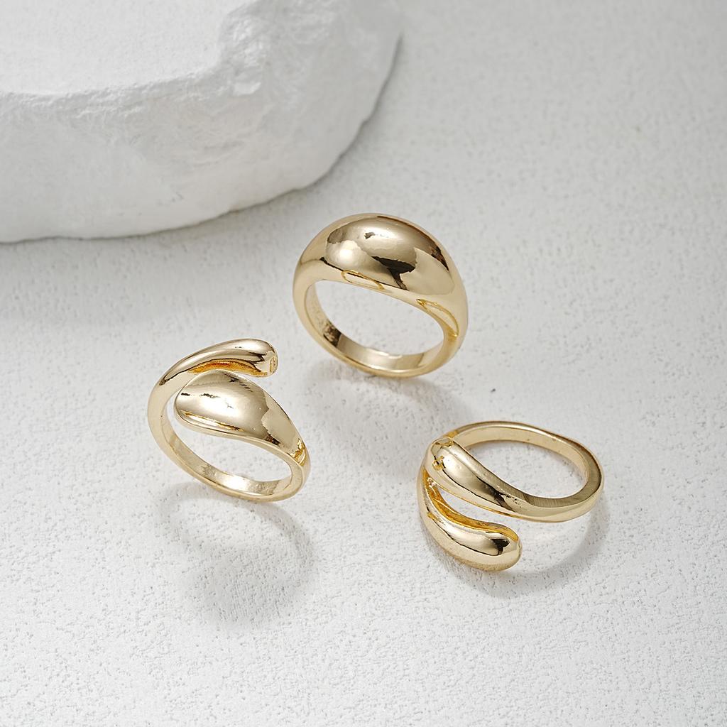 4 Pcs Punk Irregular Rings Set for Women Retro Exaggerated Geometric Gold Color Open Ring Fashion Personality Jewelry Gifts 2025