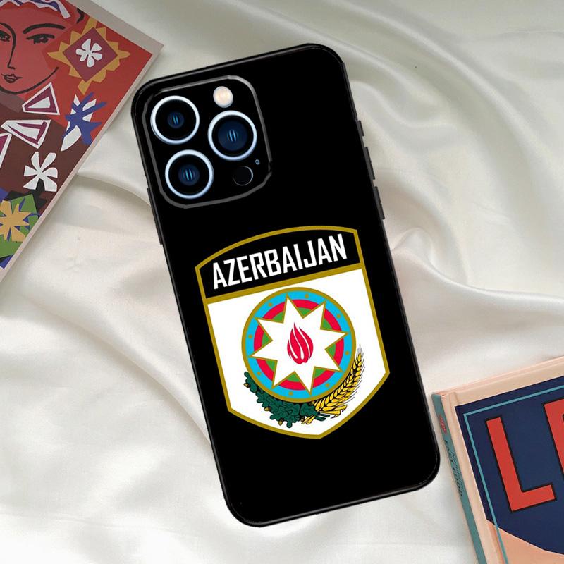 Azerbaijan Flag Coat of Arms Phone Case For iPhone 16 15 14 12 11 13 17 Pro Max 15 16 Plus 13 Mini 16e 17 Air Funda Cover