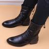 England style mens casual high motorcycle boots black stylish soft leather shoes cowboy autumn winter boot cool long botas mans