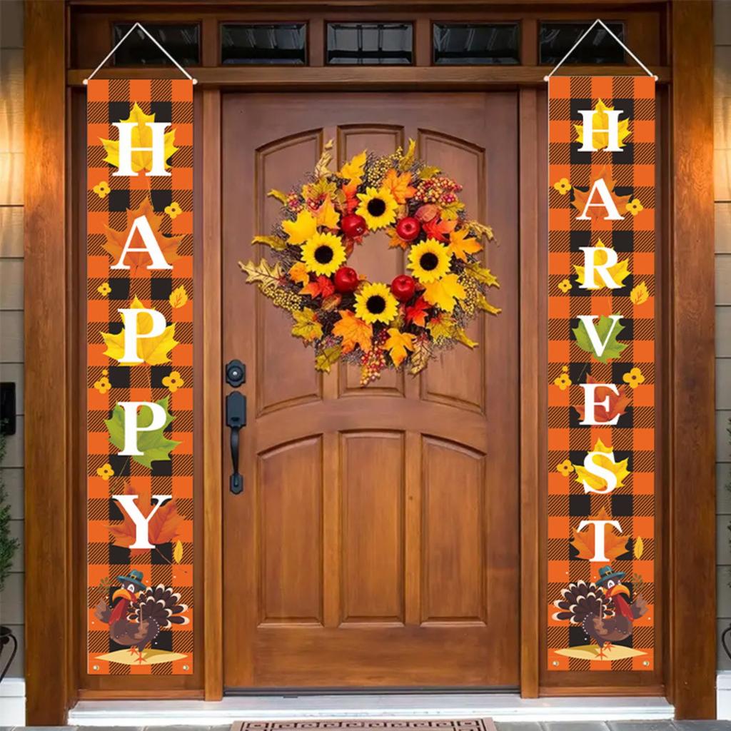 2-Pack Of Thanksgiving Couplets, Event Parties, Photo Backgrounds, Decorative Couplets, Door Curtains