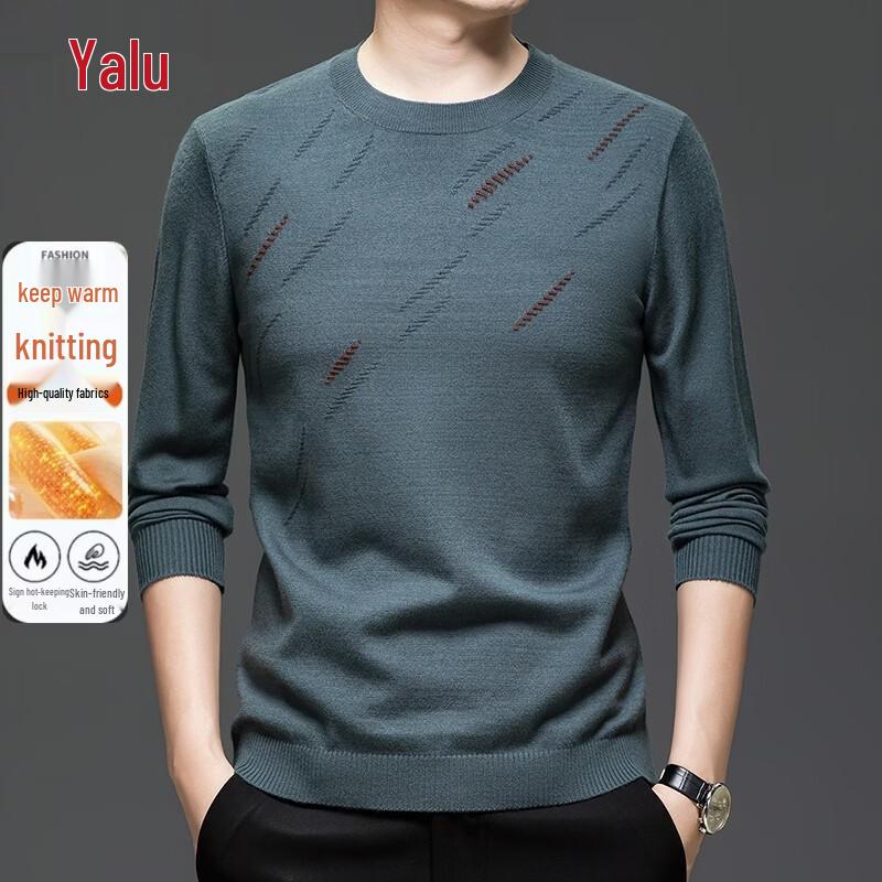 Yalu Men's Casual Crew Neck Long-Sleeve Knit Pullover