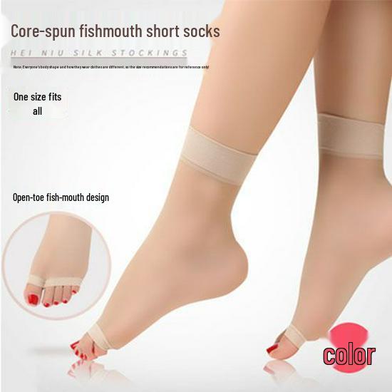 

Women s Black Sheer Summer Open-Toe Sandal Short Socks One Size серый