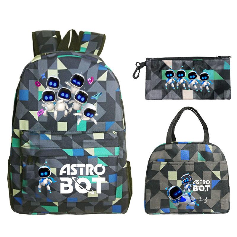 Game Astro bot peripheral printing fashion primary and secondary school students schoolbag three-piece set multi-function large capacity