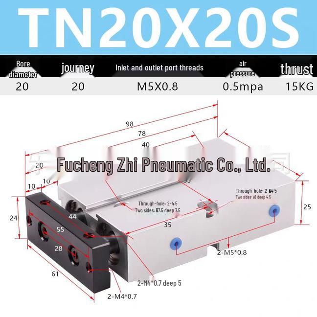 Double Shaft Pneumatic Cylinder with Dual Piston Rods TN10-40
