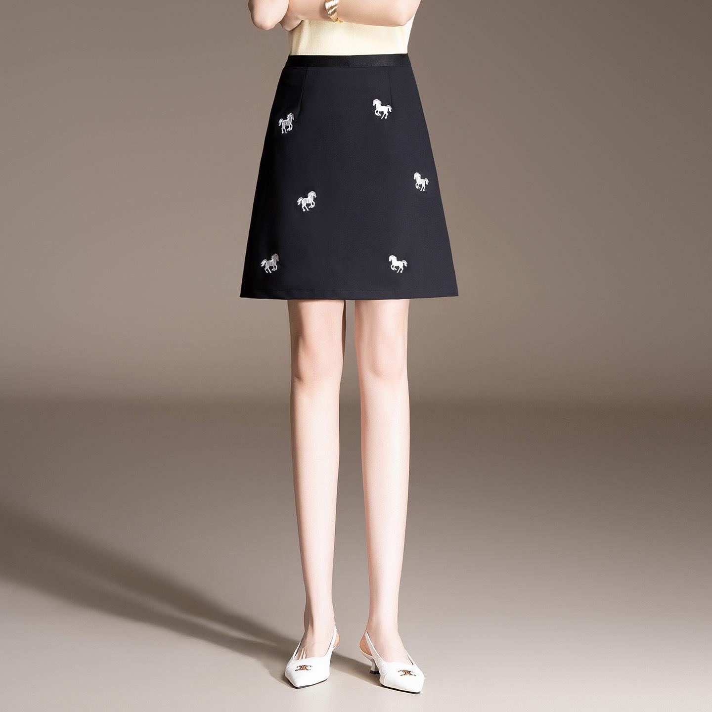 Spring 2026 High-Waisted Black A-Line Midi Skirt: Slimming, Petite-Friendly, Stylish for Commuting M чёрный