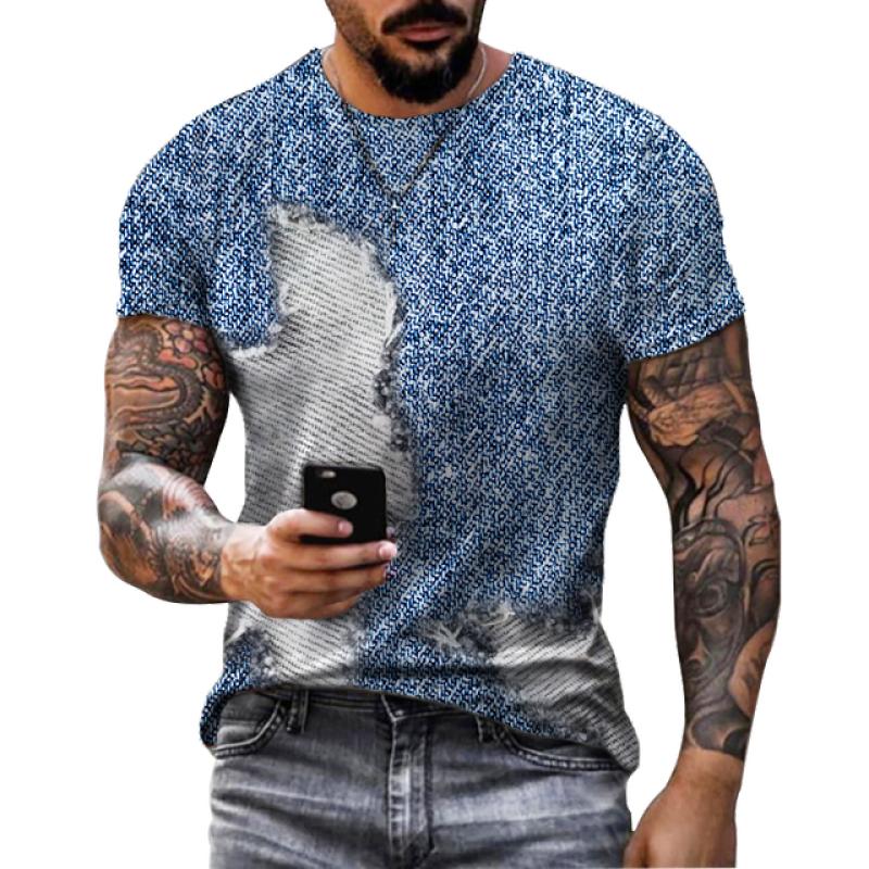 Funny Men'S T-Shirt 3D Printed T Shirts Oversized Loose Short Sleeve Summer Men Clothing Vintage Street Solid Pattern Tees Tops