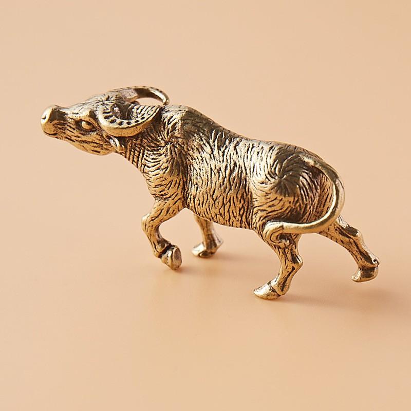 Mosiężna chińska maskotka Roku Wołu naklejka kadzidlana