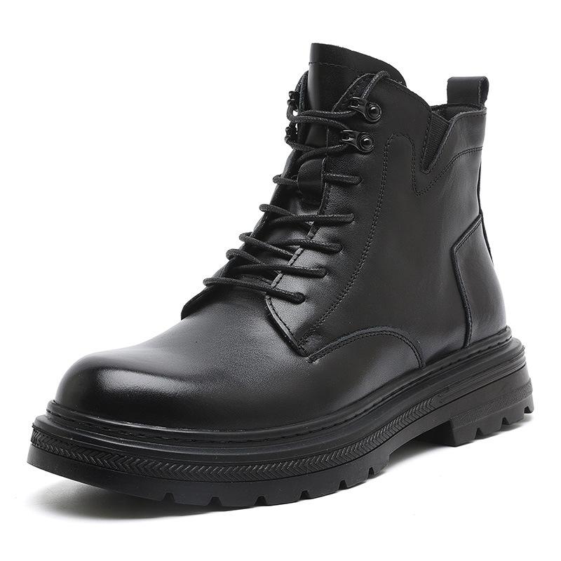The First Layer of Cowhide Martin Boots Men's Autumn and Winter Velvet Warm Men's Boots Tooling Trend Leather Men's Leather Boots Explosion