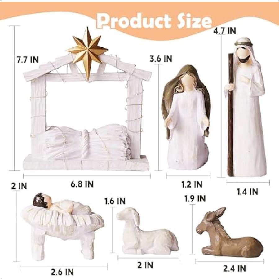 

NEROSUN 6-предметный Рождественский Набор Фигурок Рождества Христова Создайте Семейную Праздничную Традицию с Классической Коллекцией Скульптурная Ручная Роспись J United States