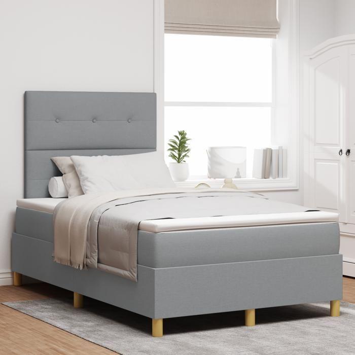 VidaXL Lit à ressorts avec matelas gris clair petit lit double en tissu 3339602
