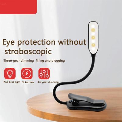 Luz de leitura recarregável de 7 LEDs com luz diurna branca quente e fria de 3 níveis, flexível, fácil de prender, lâmpada de leitura noturna na cama