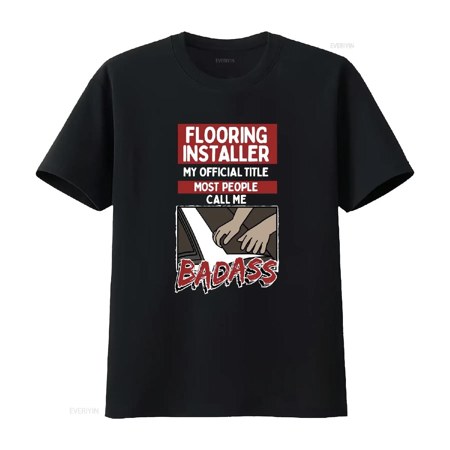 

Flooring Installer T Shirt Floor Contractor Title vintage Washed streetwear Comfortable Slightly Top For Everyday Wear S чёрный