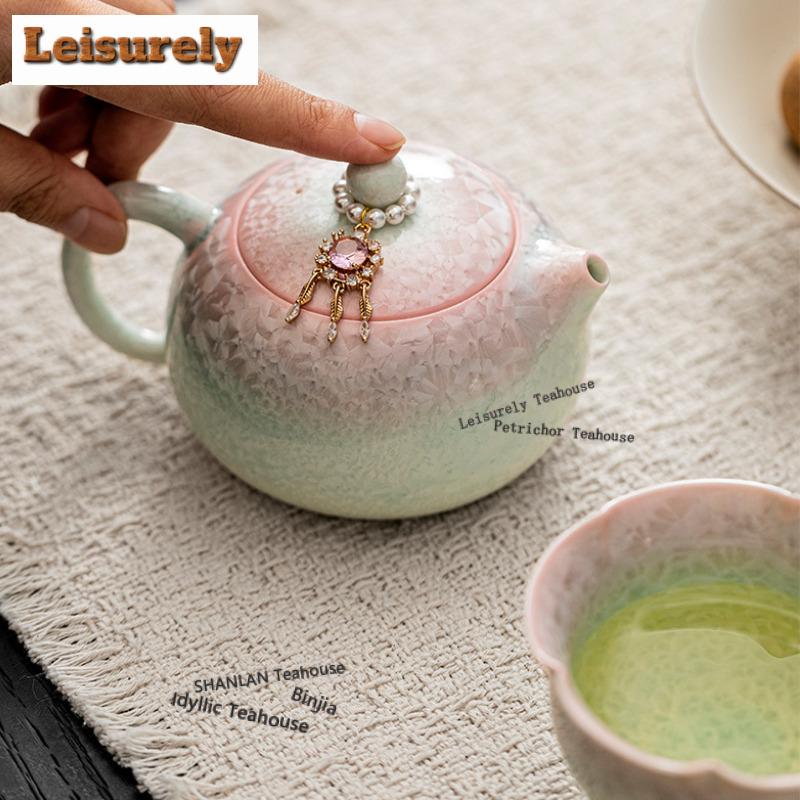 200ml Kiln Change Crystal Glaze Xishi Teapot Retro Tea Infuser Pot Tea Making Kettle With Ball Hole Drinkware Collection Gift