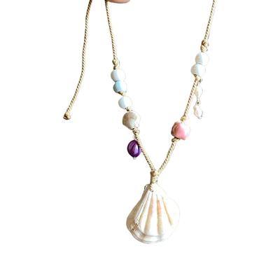 Trendy 2025 Shell Beaded Necklace Adjustable Length Neckchain Beach Jewelry For Vacation Outfits Casual Occasion