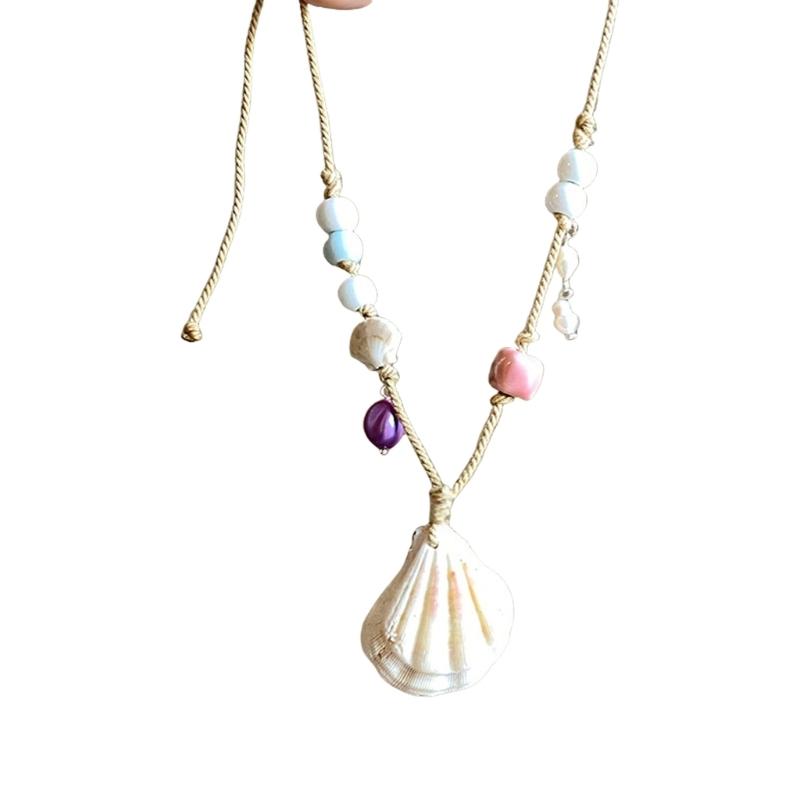 

Natural Shell Beaded Necklace Summer Beach Jewelry Adjustable Clavicle Chain For Women Vacation Accessories 1