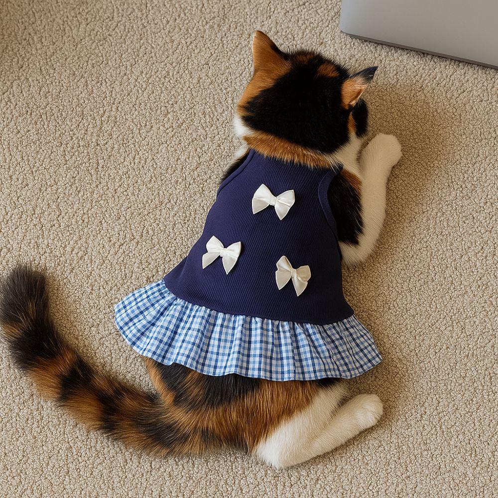 Thin Pet Strap Dress Korean Style Cat Bow Dress Cute Pet Summer Clothes  for Puppy Cats