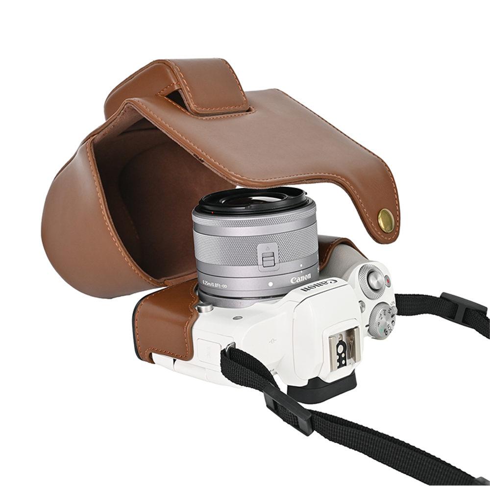 PU Leather Camera Case For Canon EOS M50 M50 Mark II M50II Full Body Bag Cover With Strap