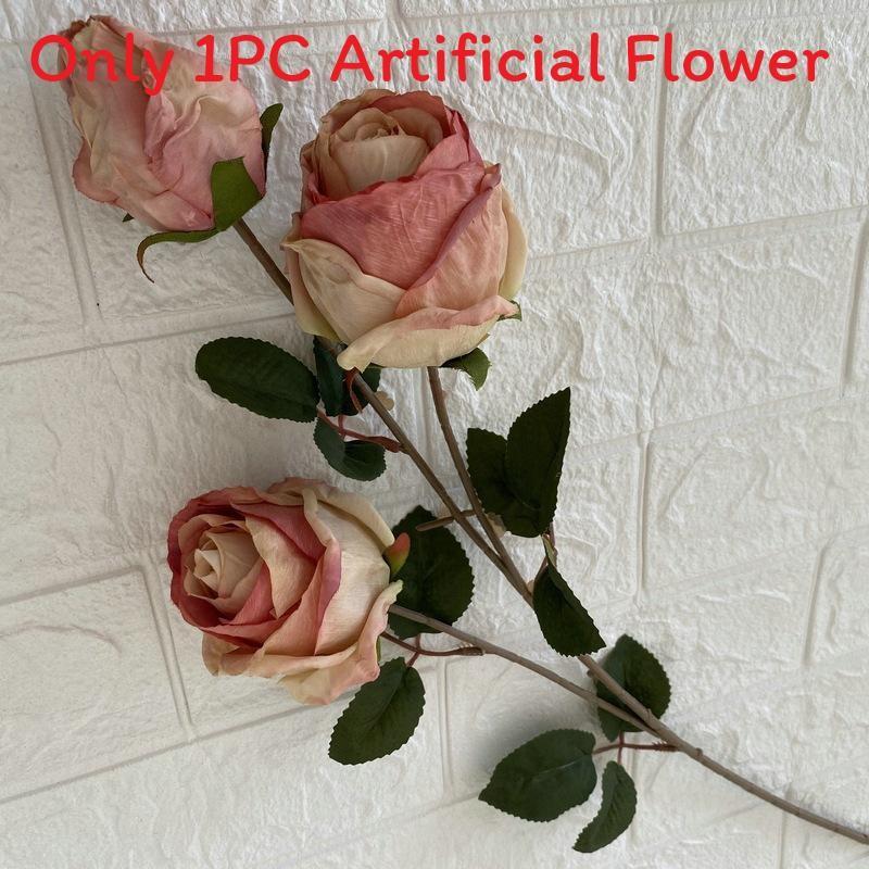 3head Long Branch Rose Artificial Flowers For Wedding Decor And Home Decorations